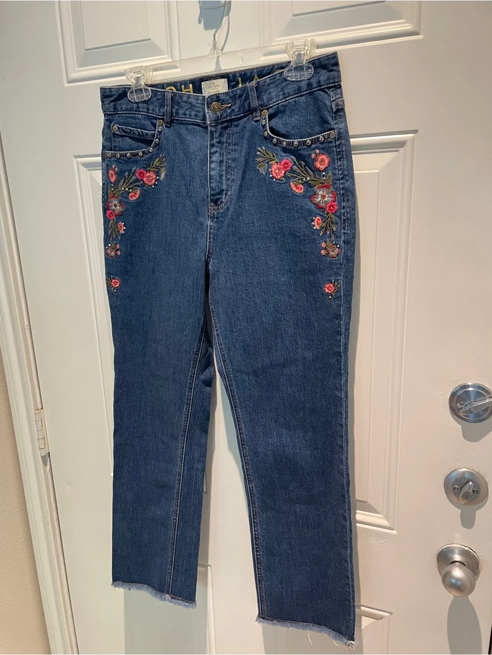 Kate Spade Broome Street Ditsy Embroidered Floral Straight Ankle Jeans Size 29